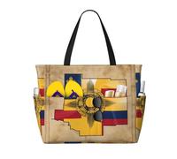 Kfjghhl New Mexico Flag Map01 Grande Capacità Spiaggia Borsa da Viaggio Tote Bag Donne Tasche Laptop Borsa Borsa Lavoro Adulto Palestra