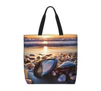 Kfjghhl Ocean Beach Cozze Perla Totes Bag Grande Capacità Mano Spalla Cerniera Donna Signora Ragazza Negozio Borsa Lavoro College Quotidiano
