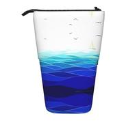Kfjghhl Ocean Waves Barca a vela con uccelli Maritime Astuccio Ragazza Grande Supporto Leggero Studenti Adulti Ragazzo Regali Kid Stand Up Matita