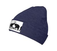 Kfjghhl Old Elephant and Young Elephant Ladies Warm Knit Hat Gift Thermal Fleece Lining Men Winter Beanie Hat Warm Women antivento Navy Blue