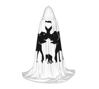 Kfjghhl Old Elephant And Young Elephant Mantello lungo con cappuccio Adolescenti Bambino Mantello Strega Costume di Halloween Donna Uomo 89-140 cm