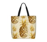 Kfjghhl Oro Ananas Sfondo Totes Bag Grande Capacità Mano Spalla Cerniera Donna Signora Ragazza Negozio Borsa Lavoro College Quotidi