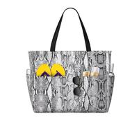 Kfjghhl Pelle di serpente in bianco e nero grande capacità spiaggia borsa da viaggio tote bag tasche donna borsa per computer portatile borsa lavoro adulto palestra