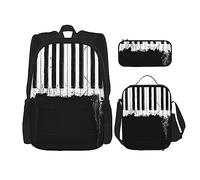 Kfjghhl Pianoforte Astuccio Zaino Borsa Pranzo Ragazzi Ragazze Scuola Bookbag Set College Laptop Studente Estate