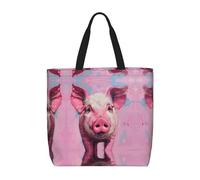 Kfjghhl Pink Pig Totes Bag Grande Capacità Mano Spalla Cerniera Donna Signora Ragazza Negozio Borsa Lavoro Università Quotidi