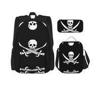 Kfjghhl Pirate Flag Pencil Case Zaino Borsa Pranzo Ragazzi Ragazze Scuola Bookbag Set College Laptop Studente Estate