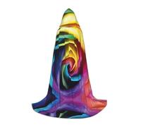 Kfjghhl Rainbow Rose Flower Mantello lungo con cappuccio Adolescenti Bambino Mantello Strega Costume Halloween Donna Uomo 89-140 cm