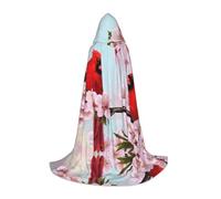 Kfjghhl Red Bird Branch Blossom Mantello lungo con cappuccio Adolescenti Bambino Mantello Strega Costume Halloween Donna Uomo 89-140 cm