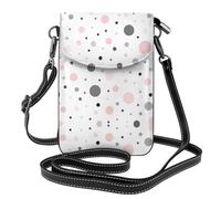 Kfjghhl Rosa Grigio Bianco Moderno Polka Dot Pattern Piccole Borse A Tracolla Per Le Donne Leggero Vegano Pelle Cellulare Portafoglio Borse