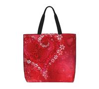 Kfjghhl San Valentino Cuore Rosso Fiore Totes Bag Grande Capacità Mano Spalla Cerniera Donna Signora Ragazza Negozio Borsa Lavoro College Quotidiano