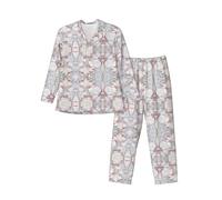 Kfjghhl Set pigiama a maniche lunghe da uomo in marmo bianco oro rosa marmo bianco oro rosa pigiama a maniche lunghe da uomo morbido loungwear tasche pantaloni Pjs, Nero , XL