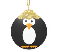 Kfjghhl Simpatico pinguino appeso vetro rotondo albero di Natale targa regalo amici felice regali di Natale casa Dector