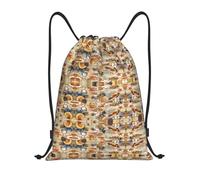 Kfjghhl Starfish Seashell Sandy Beach Theme Drawstring Zaino Bag Sport Sackpack Bulk Cinch Gym Bag Donne Uomini Bambini Sport All'aperto, Nero , M, Vacanze