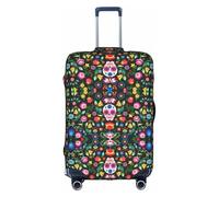 Kfjghhl Sugar Horror Skull and Flowers - Copertura per bagagli lavabile, alla moda, adatta per valigie da viaggio da 45,7 a 81,7 cm, bianco, L