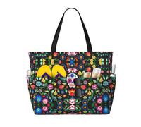 Kfjghhl Sugar Horror Skull And Flowers Grande Capacità Spiaggia Borsa da Viaggio Tote Bag Donne Tasche Laptop Borsa Lavoro Adulto Palestra