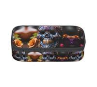 Kfjghhl Sugar Skulls - Astuccio grande per ragazze e ragazzi, grazioso astuccio secondario con scomparti con cerniera