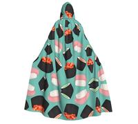 Kfjghhl Sushi Food Pattern1 Mantello di Halloween dorato con cappuccio mantello a lunghezza intera mantello costume di Halloween Cosplay Party