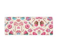 Kfjghhl Tappetino per mouse grande con lecca-lecca dolce e cupcake, 80 x 30 x 0,3 cm, tappetino per mouse da scrivania, tappetino da gioco con base in gomma