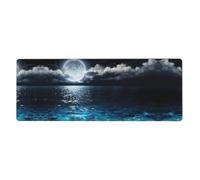 Kfjghhl Tappetino per mouse grande con luna piena e nuvole nebbiose con turchese tappetino per mouse grande 80 x 30 x 0,3 cm tappetino per mouse da scrivania tappetino da gioco tappetino da tavolo