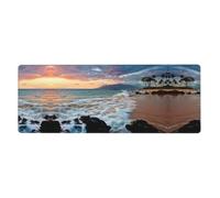 Kfjghhl Tappetino per mouse grande con spiaggia Maui Hawaii tramonto onde mare nuvole tappetino per mouse grande 80 x 30 x 0,3 cm tappetino da scrivania tappetino da gioco tappetino da tavolo base in