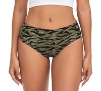 Kfjghhl Tiger Stripe Camo Donne A Vita Alta Mutandine Copertura Slip Plus Size Mutandine Traspirante Stretch, Nero , S