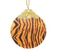 Kfjghhl Tigre a righe modello appeso vetro rotondo albero di Natale segno targa regalo amici felice natale regali casa dector