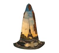 Kfjghhl Torre Eiffel Parigi Autunno Lungo Mantello con Cappuccio Adolescenti Bambino Mantello Strega Costume di Halloween Donne Uomini 89-140 cm
