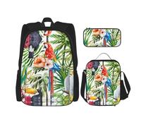 Kfjghhl Toucans - Astuccio portapranzo a forma di pappagallo, palma, foglie, per ragazzi e ragazze, set di libri scolastici per università, laptop, studenti, estate