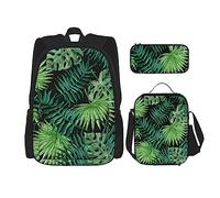 Kfjghhl Trasparente Foglia di Palma Modello Astuccio Zaino Borsa Pranzo Ragazzi Ragazze Scuola Bookbag Set College Laptop Studente Estate