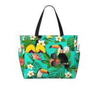 Kfjghhl Uccelli tropicali e foglie di pianta grande capacità borsa da viaggio da spiaggia borsa da donna tasche borsa per laptop borsa da lavoro palestra per adulti