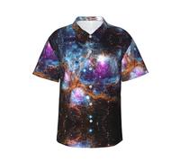 Kfjghhl Universe Galaxy Space - Camicia hawaiana da uomo, a maniche corte, estiva, casual, per feste in spiaggia, Nero , XXL