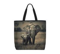 Kfjghhl Vecchio Elefante E Giovane Elefante Totes Bag Grande Capacità Mano Spalla Cerniera Donna Signora Ragazza Negozio Borsa Lavoro