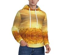 Kfjghhl Wheat Field - Felpa con cappuccio da uomo, in pile, a maniche lunghe, idea regalo per San Valentino, Nero , 4XL