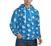 Kfjghhl White Daisy - Felpa con cappuccio da uomo in pile a maniche lunghe, idea regalo per San Valentino, Nero , L