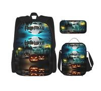 Kfjghhl Zainetto con gufo e zucca felice Halloween borsa per il pranzo per ragazzi ragazze scuola bookbag set college laptop studente estate