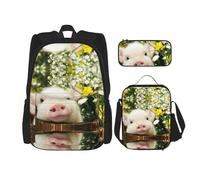 Kfjghhl Zaino, astuccio per matite e portapranzo con fiori di colza, per ragazzi e ragazze, set per la scuola, per studenti, per l'estate