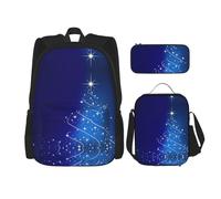 Kfjghhl Zaino con albero di Natale luminoso, borsa per il pranzo, per ragazzi e ragazze, set di libri scolastici per università, laptop, studenti, estate