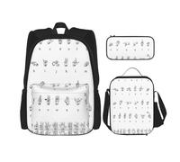 Kfjghhl Zaino per matite con linguaggio dei segni dell'alfabeto, borsa per il pranzo, per ragazzi e ragazze, set di libri scolastici per università