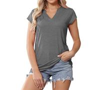 Kfnire Maglietta Donna Scollo a V Magliette Manica Corta Sciolto Bluse Estate Tempo Libero Maniche Corte Top da Spiaggia