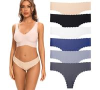 Kfnire Perizoma Donna in Microfibra Elasticizzato Liscio Pacco da 6 Slip Tanga Donna Senza Cuciture