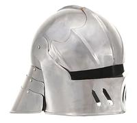 KFPOERTFGD Casco da cavaliere medievale Schaller in acciaio lucido, replica calibro 18, per cosplay e teatro
