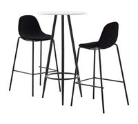 KFPOERTFGD Set da bar da 3 pezzi, tavolo da bar e 2 sgabelli da bar, per cucina e sala da pranzo, pannello in MDF con struttura in acciaio verniciato a polvere, design moderno, nero