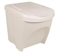 KFPOERTFGD Set di 3 pattumiere impilabili, in plastica, bianco, 75 l | Design salvaspazio, con etichette di smistamento, coperchio rimovibile