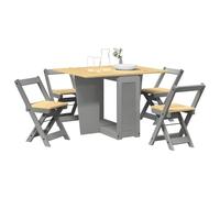KFPOERTFGD Set di 5 mobili da pranzo Butterfly Corona, grigio, tavolo pieghevole in legno con 4 sedie pieghevoli, set di mobili da pranzo salvaspazio per piccoli spazi