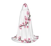 KFRXXZQB Allettante Cherry Blossoms - Mantello con cappuccio per giovani, regolabile, stampato, per eventi di Halloween, teatro scolastico e costumi, L
