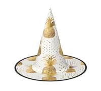 KFRXXZQB Ananas dorato glitterato - Copertura completa per Halloween, copricapo da strega ripiegabile per festival, larp e feste, 2 pezzi