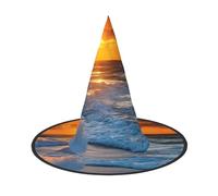 KFRXXZQB Beach with sunset - Cappello da strega con stampa a copertura completa, per festival, feste e feste, 1 pezzo