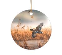 KFRXXZQB Caccia Flying Wild Duck - Ciondolo acrilico con cordino dorato - Ornamento personalizzabile ad alta trasparenza per Natale e decorazione di nozze.