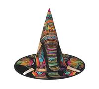 KFRXXZQB Cappello di Halloween a copertura completa con elefante colorato - Copricapo da strega ripiegabile per festival, feste e feste 1 pezzo