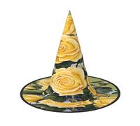 KFRXXZQB Cappello di Halloween a copertura completa con rosa gialla, copricapo da strega ripiegabile per festival, feste e feste 2 pezzi